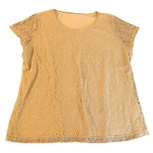 Van Heusen Size XXLarge Lace Overlay Top in Green